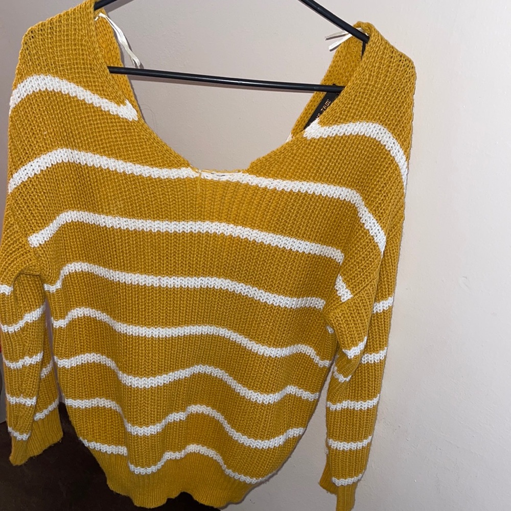 Camel Twist knot Striped Sweater
